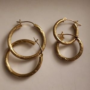 Gold Hoops 2 pairs, small and large